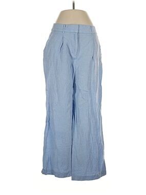 LOFT Ann Taylor Light Blue Wide-Leg Linen-Blend Pants